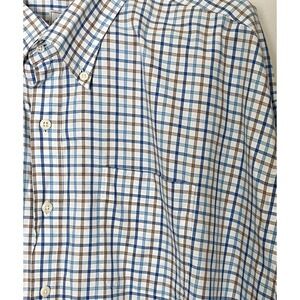 Peter Millar Button Down Shirt Men's 4XL White Blue Plaid Professional Preppy